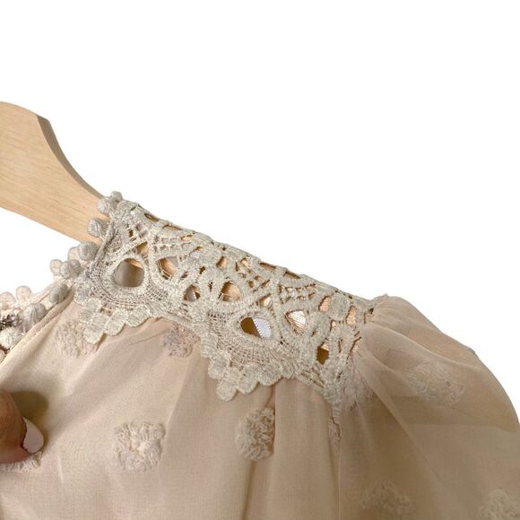 Lulus Lust or Love Embroidered Lace Long Sleeve Mini Dress Cream Size XL - Picture 6 of 14